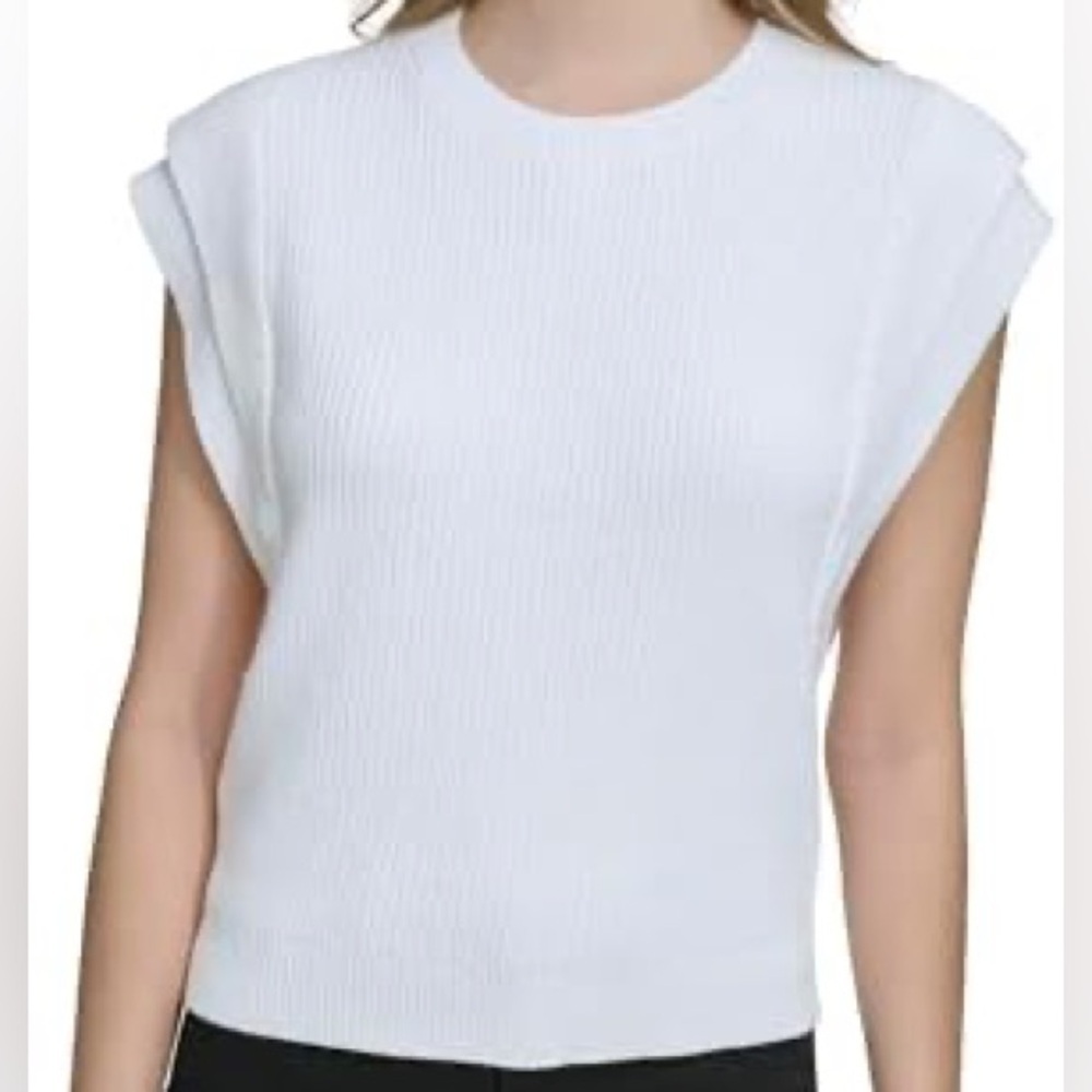 Calvin Klein Sleeveless Extended Shoulder Sweater | Size Small